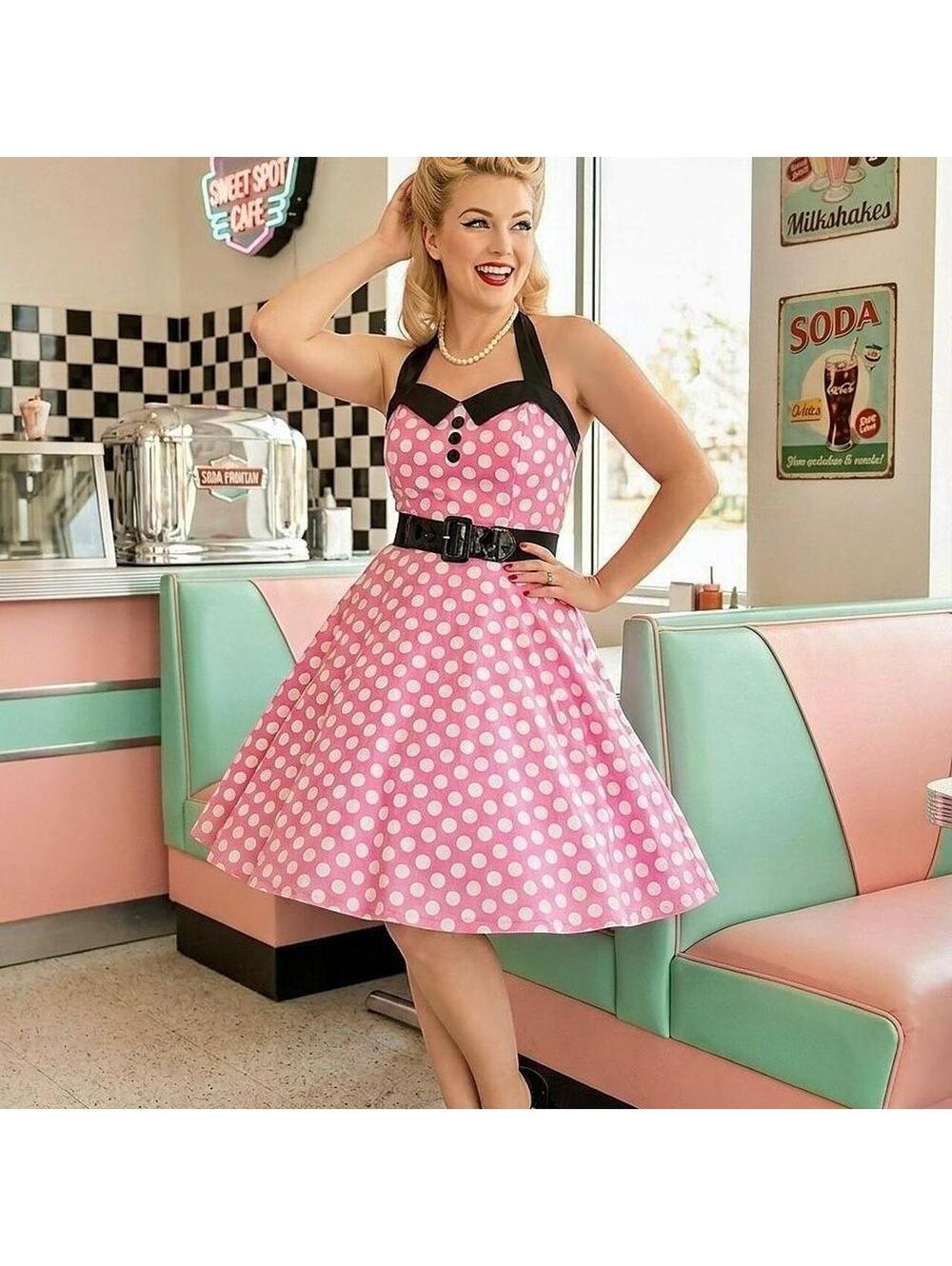 Dressystar Women's Pink and White Dress